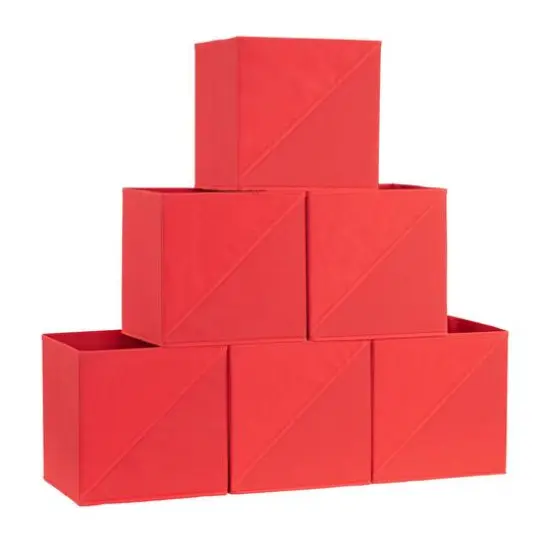 Household Essentials Storage Cubes with Diagonal Handle, 6ct. Red {1}