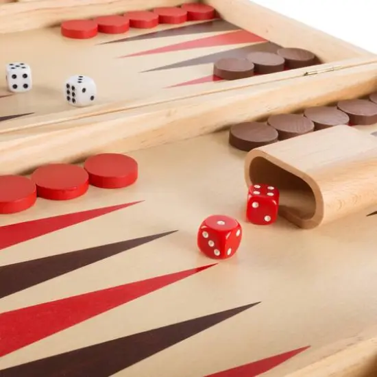 Toy Time Wooden Backgammon Board Game Set {6}