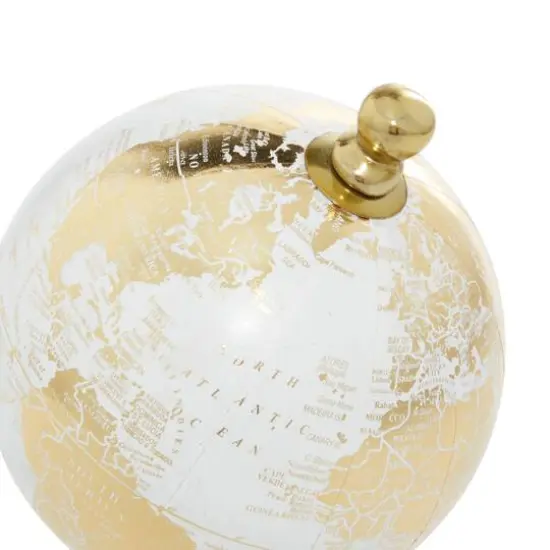10" Gold Stoneware Coastal Globe {6}