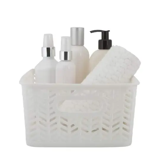 Simplify Small&nbsp;White Herringbone Storage Bin {4}