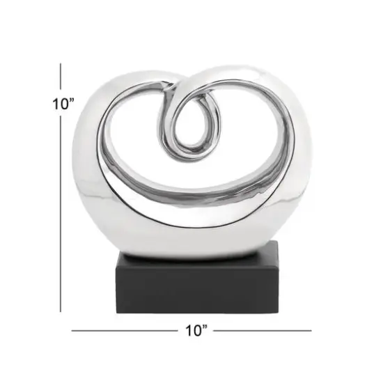 10" Silver Ceramic Modern Abstract Sculpture {8}