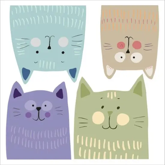 Crearreda Mulitcolor Cats Wall Decal Set {5}