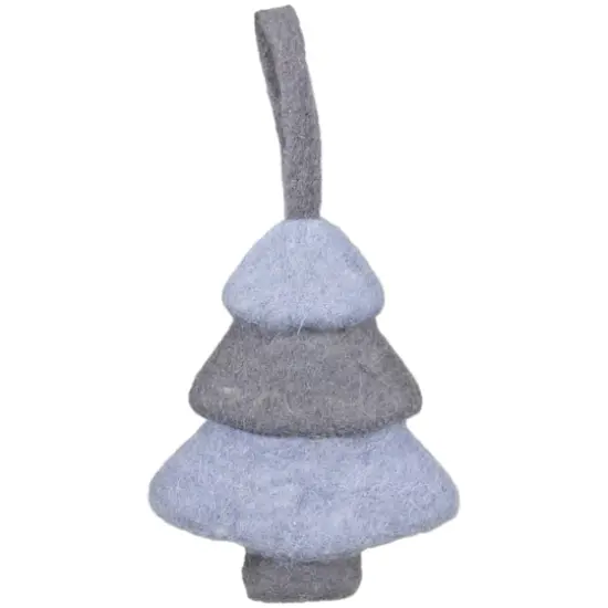 6" Gray & Blue Felt Christmas Tree Ornament {1}