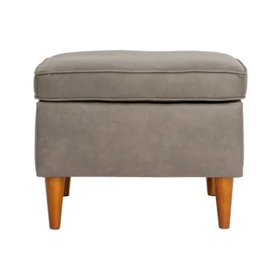 Hello Honey&reg; Atley Ash Gray Vegan Leather Upholstered Modern Storage Ottoman {5}