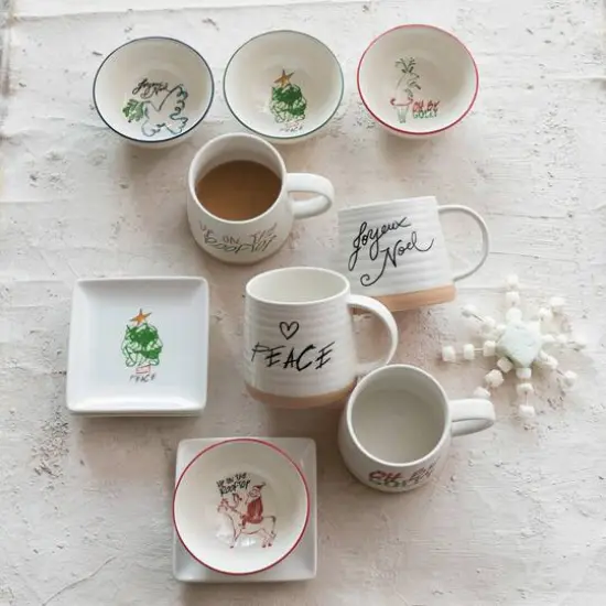 Hello Honey&reg; 4" Stoneware Mug with Holiday Saying Set {4}