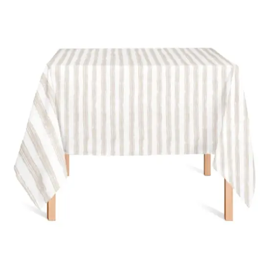 58" Neutral Easy Stripes Tablecloth {3}