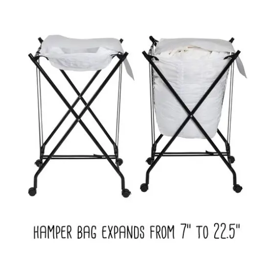 Honey Can Do Black/White Single Bounce Back Hamper with Wheels and Lid {18}