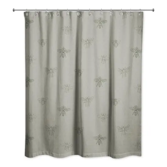 Delicate Bee Fabric Shower Curtain, 71" x 74" Green {1}