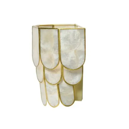 Hello Honey&reg; 9" 4-Tier Capiz and Metal Wall Sconce {5}