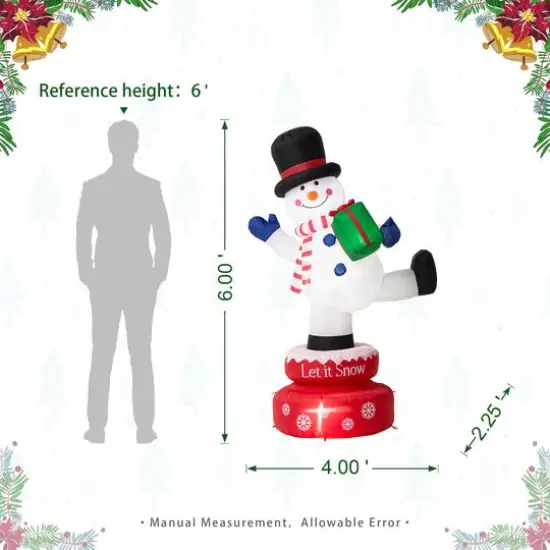 Glitzhome&reg; 6ft. Lighted Inflatable Rotating Snowman D&eacute;cor {9}