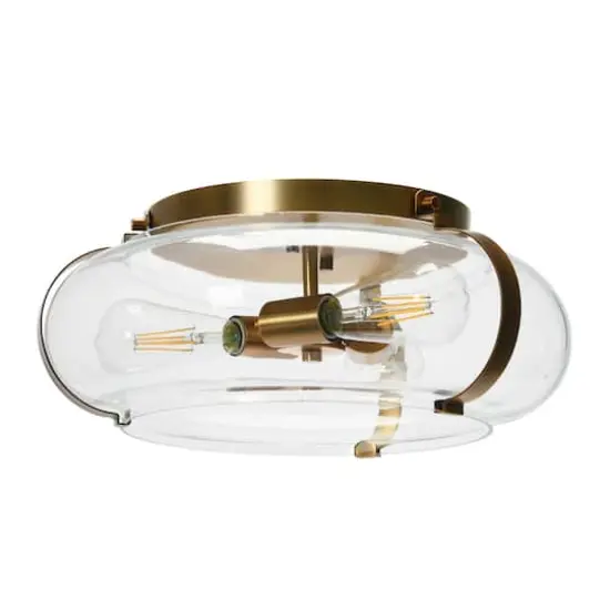 Hello Honey&reg; Robert Stevenson Lighting Alston Brushed Bronze Flush Mount Glass & Metal Ceiling Light {1}