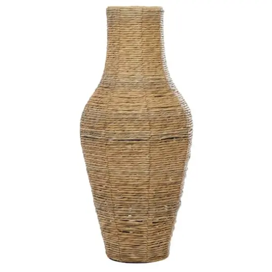 Brown Faux Seagrass Handmade Tall Woven Floor Vase 12" x 12" x 28" {1}
