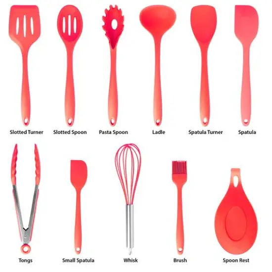 MegaChef Red Silicone Cooking Utensils Set, 12ct. {7}
