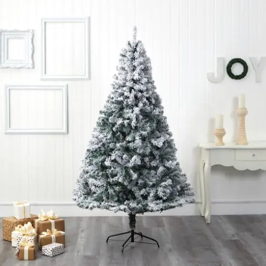 7ft. Unlit Flocked Rock Springs Spruce Artificial Christmas Tree {6}
