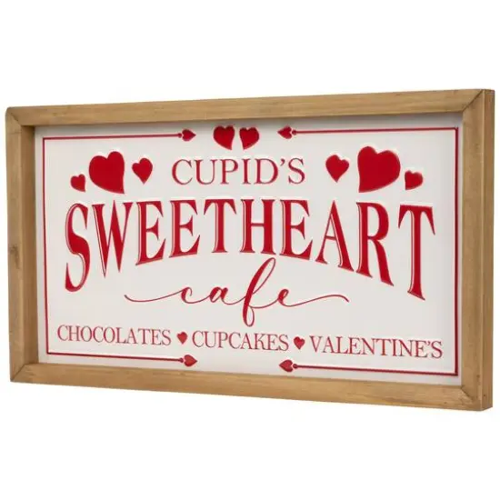 15.75" Cupid's Sweetheart Cafe Valentine's Day Framed Wall Sign {5}
