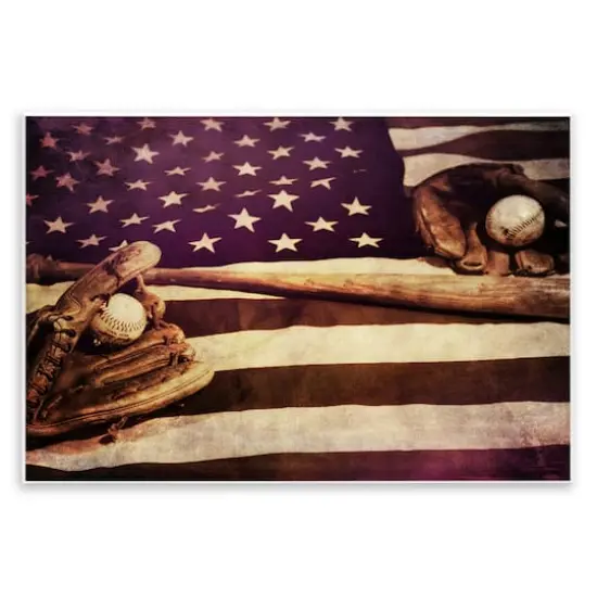 Stupell Industries American Flag Stripes Stars Baseball Mitt Sports Motif Wall Plaque Art {1}