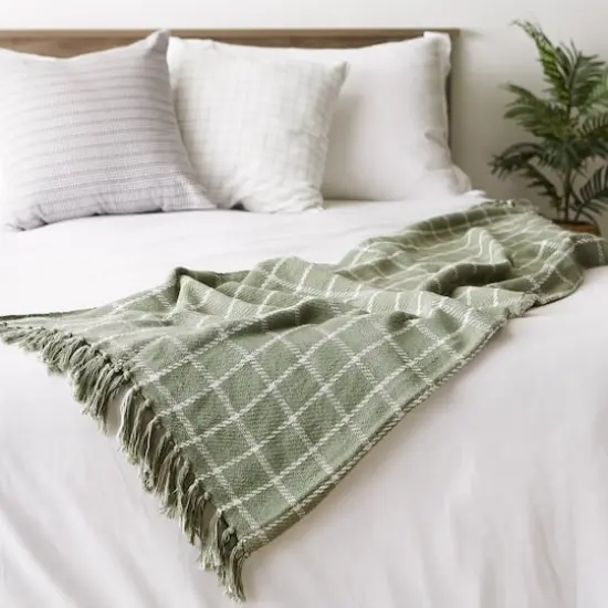 DII&reg; Checked Plaid Throw Artichoke Green {5}