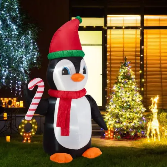 Glitzhome&reg; 8ft. Lighted Inflatable Penguin {3}