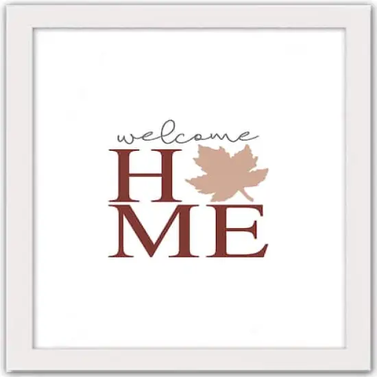 Welcome Home Leaf White Framed Print Wall Art {1}