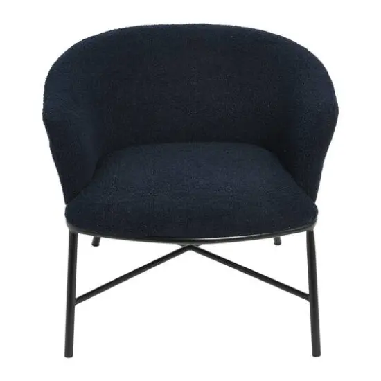 Hello Honey&reg; Bowery Boucle Upholstered Accent Arm Chair Dark Blue {7}