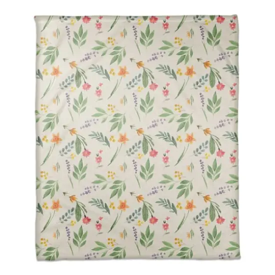 Spring Flower Bunches 50" x 60" Coral Fleece Blanket {1}