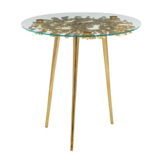 Gold Aluminum Modern Accent Table, 22" x 22" x 22" {5}