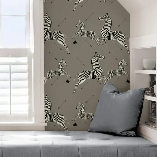 Scalamandre Gray Zebra Safari Peel & Stick Wallpaper {7}