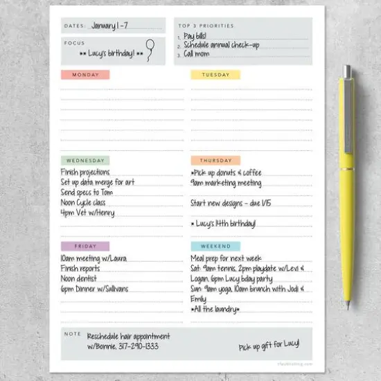 Simply Weekly Color Coded Task Pad {4}