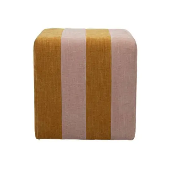 Hello Honey&reg; 18" Modern Square Fabric Upholstered Striped Pouf {8}