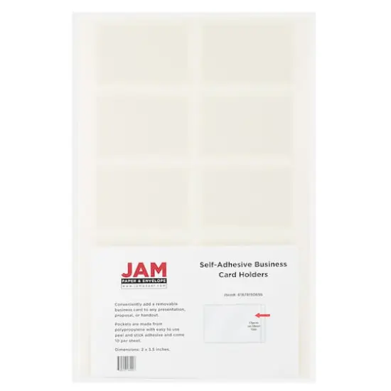 JAM Paper 2" x 3.5" Clear Self-Adhesive Business Card Holders {1}