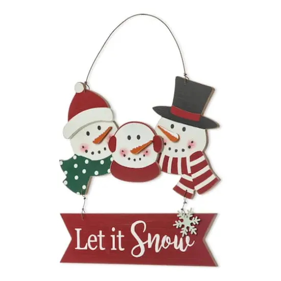 Glitzhome&reg; 12.75" Christmas Snowman Family Wall D&eacute;cor {1}