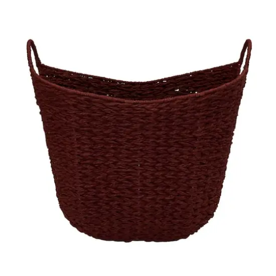 Household Essentials 17.5" Woven Paper Rope Basket with Handles Red {6}