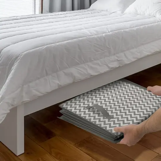 Sorbus Toy Chest with Flip-Top Lid Chevron Gray {5}