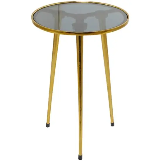 22" Aluminum Tripod Legs Accent Table with Shaded Glass Top Gold {1}