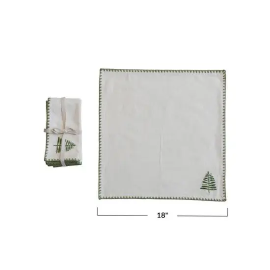 Hello Honey&reg; Natural & Green Embroidered Tree Cotton Napkins, 4ct. {5}