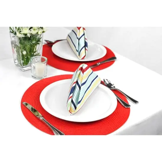 DII&reg; Round Plastic Woven Placemats, 6ct. Tango Red {4}