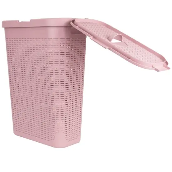 Mind Reader 23.5'' Slim Laundry Hamper with Cutout Handles Pink {5}