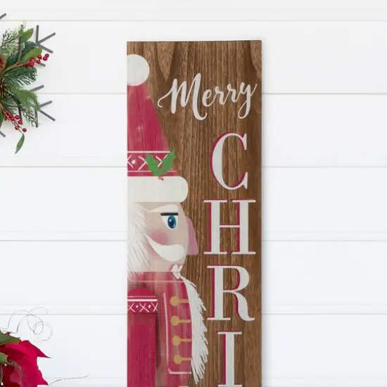 Glitzhome&reg; 5ft. Wooden Nutcracker Porch Sign {5}