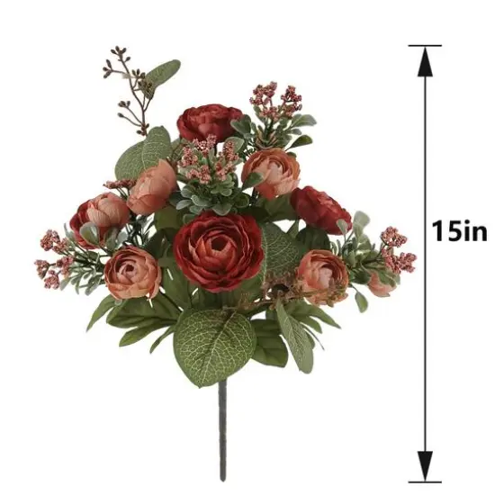 18" Ranunculus & Berry Deluxe Bush by Ashland&reg; Red {4}