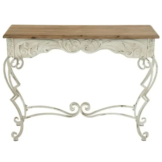 White Farmhouse Metal Console Table, 32" x 42" {1}