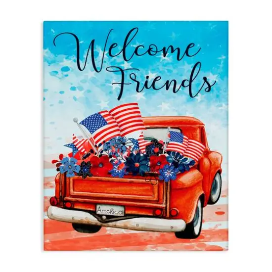 Stupell Industries Welcome Friends Americana Pickup Truck Canvas Wall Art {1}