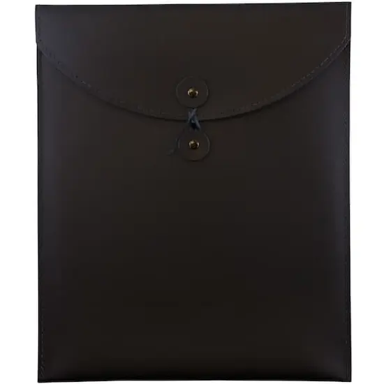 JAM Paper 9.5" x 12.5" Leather Portfolio with Button & String Black {1}