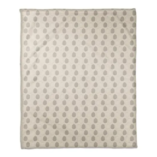 Gray Pumpkin Pattern Fleece Blanket {1}
