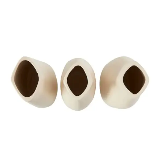 9" Cream Ceramic Minimalistic Vase Set {4}