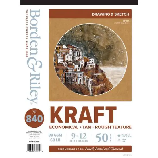 Borden & Riley&reg; No. 840 Kraft Drawing & Sketch Paper Pad, 9" x 12" {1}