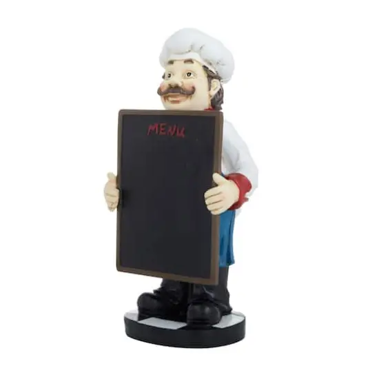 13" Polystone Chef with Black Chalkboard Sign {3}