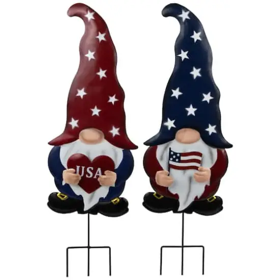27.5" USA Patriotic Gnome Garden Stake Set {1}