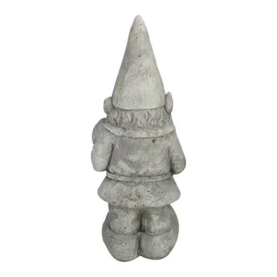 18.5" Gray Gardener Gnome Outside Statue {5}