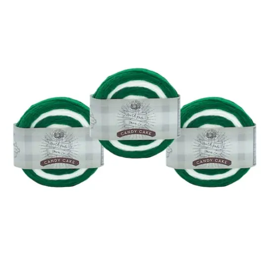3 Pack Lion Brand&reg; North Pole Yarn Co. Candy Cake Yarn Green/White {1}
