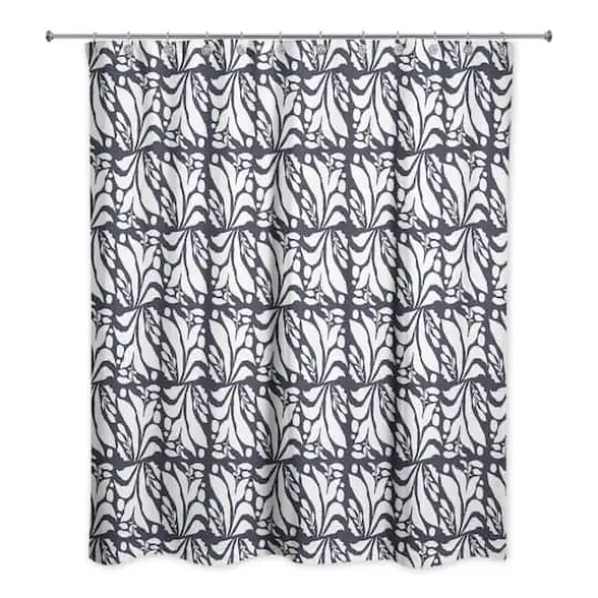Foliage Shower Curtain Navy {1}